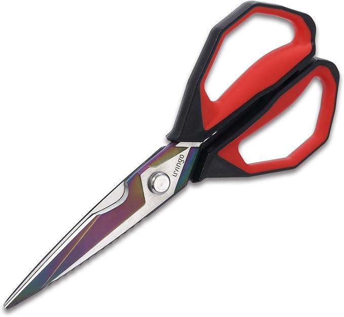 LIVINGO 9" Sharp Kitchen Scissors for Food Titanium Coated Stainless Steel | Heavy Duty Poultry Shears with Titanium Coated Blade for Cutting Turkey, Bone, Meat and Vegetables, Dishwasher Safe Design