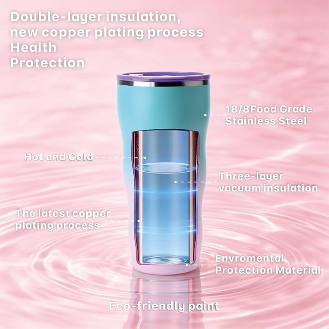 30 oz Insulated Tumbler with Straw and Lid, Mermaid Dream | 18/8 stainless steel, double-wall vacuum insulation, BPA-free materials, reusable straw, for everyday hot and cold drinks.