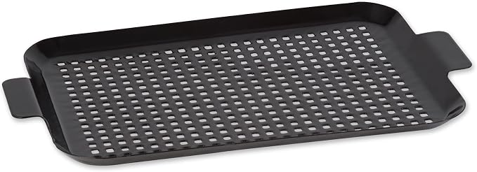 RSVP International Porcelain Coated Steel BBQ Grill Tray/Pan, Outdoor Barbeque Grilling Accessories for Cooking Fish & Vegetables, Dishwasher Safe, Medium, 16.75x10"