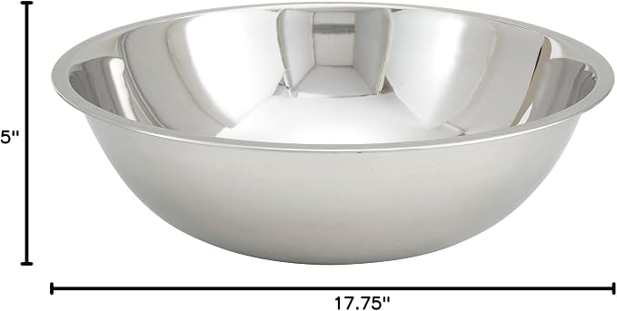 Winco 16 qt Stainless Steel Mixing Bowl | Dishwasher safe, Restaurant service, Great for Salads, Sides, Pasta and Shared Dishes