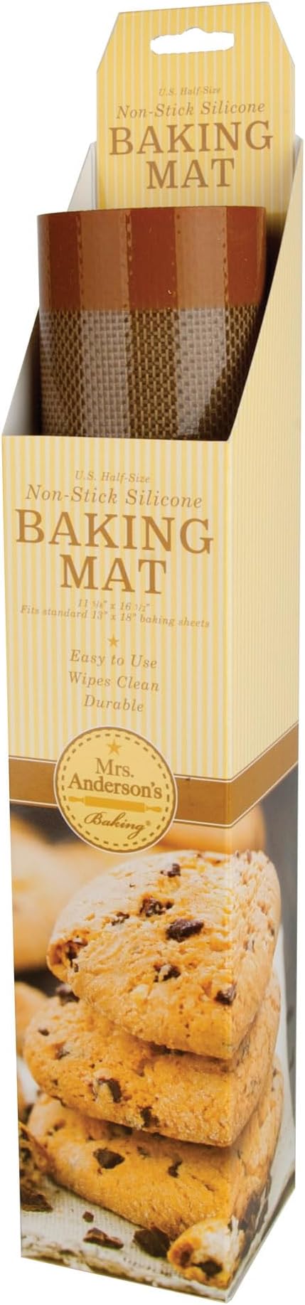 Mrs. Anderson's Baking Non-Stick Silicone Baking Mat - Reusable Oven Liner & Pastry Mat - For Breads, Cookies, Roasting & More - Baker’s Essentials - Heat-Resistant to 480°F - Baking Mat