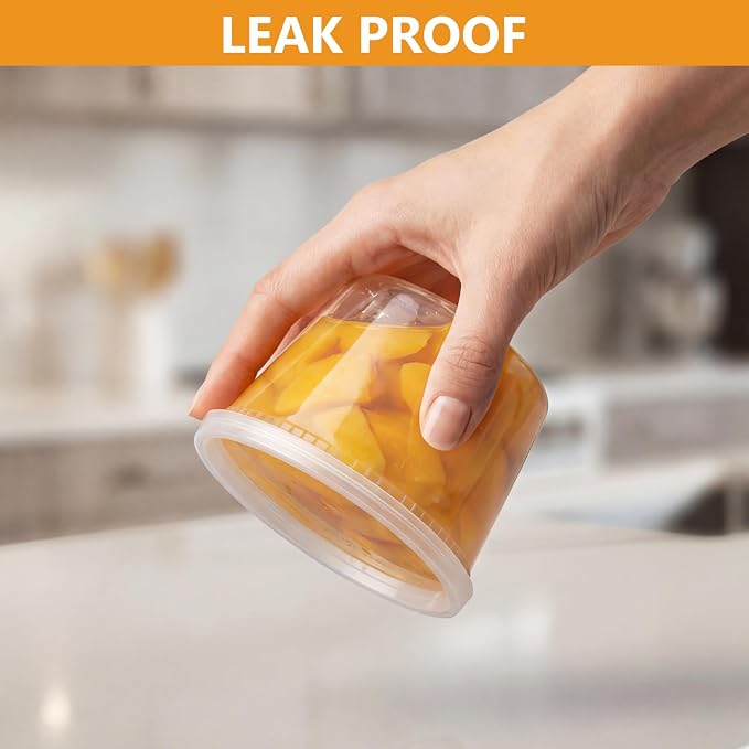 108 Sets (216-Piece) Deli Containers with Lids,16oz X 108 Set Each | Leak-Proof & BPA Free Airtight Takeout Plastic Food Storage Containers for Soup, Meal Prep, Microwave/Freezer Safe