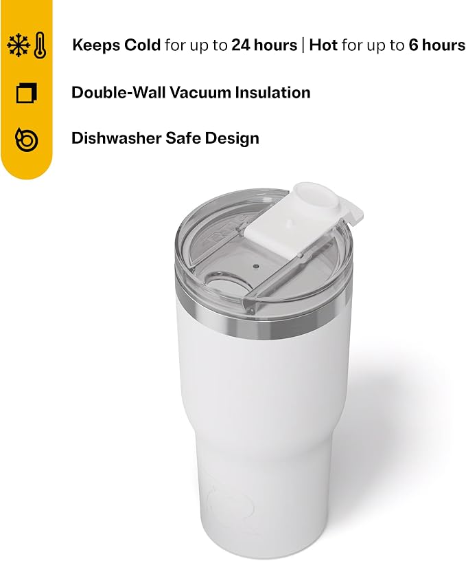 RTIC 20oz Essential Tumbler with Lid, Ceramic Lined, White | Insulated, Stainless Steel Metal, Portable Travel Cup for Hot and Cold Drinks, Coffee, Car, Camping and Travel