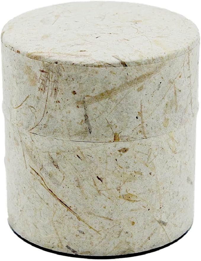 Japanese Pokkan Matcha Coffee Spice Tea Tin Canister Washi Paper Storage with Lid 3.89 oz Capacity (Unryugami White, S)