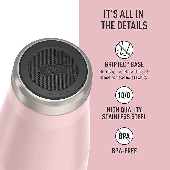 THERMOS ICON SERIES, Stainless Steel Tumbler with Slide Lock, 18 Ounce, Sunset Pink
