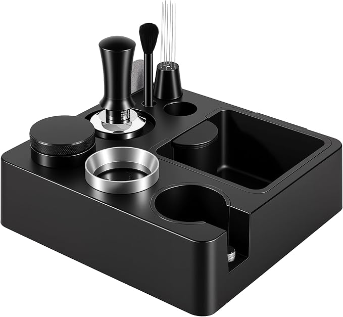 Reoszeank 58mm Espresso Accessories Kit, Tamping Station, Knock Box, Tamper | Coffee Distributor Leveler, WDT Distribution Tool, Dosing Funnel, Puck Screen, fits 58 mm Espresso Machines