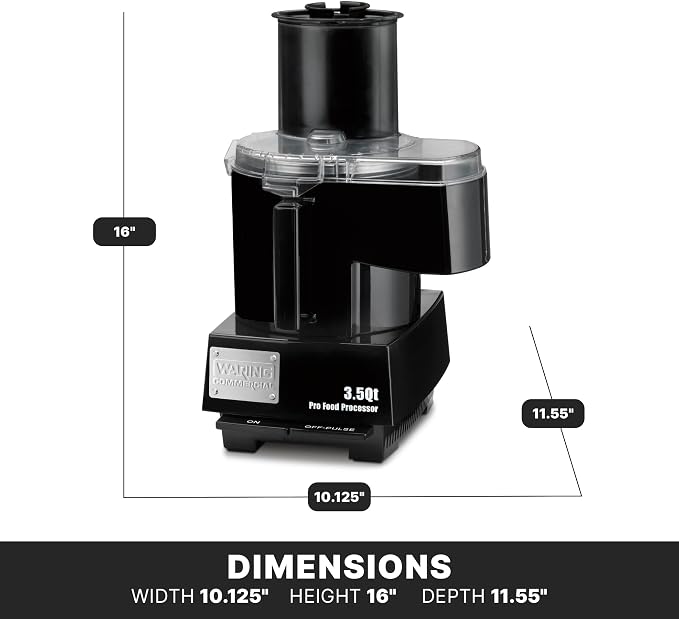 Waring Food Processor with 3.5 Quart Capacity & Continuous-Feed | 3.5 Quart Capacity, 1 Horsepower Motor, Continuous-Feed Food Processor, Vegetable Chopper for Professional Kitchens