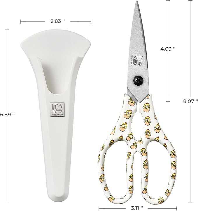 Kitchen Scissors Heavy Duty Kitchen Shears with Magnetic Holder Made with Japanese Steel 4034, Multipurpose Ultra Sharp Cooking Scissors for Meat/Vegetables/BBQ/Herbs/Pizza (Graphic,Chick)