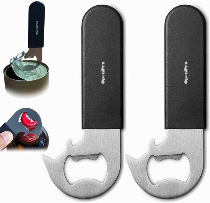 Magnetic 2-IN-1 Ring-Pull Can Opener, Beer Bottle Opener, Manual Can Opener Easy for Seniors, Pet Food, Cat Cans, Beer, Gadgets for People with Arthritis, kitchen gadgets, 2-Pack