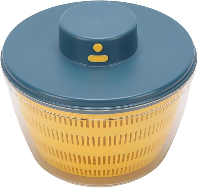 Fockety Salad Spinner, USB Rechargeable Vegetables Washer Dryer Fruit Washing Bowl Automatic Compact Manual Vegetable Dryer for Washing, Spinning, and Draining (Blue)