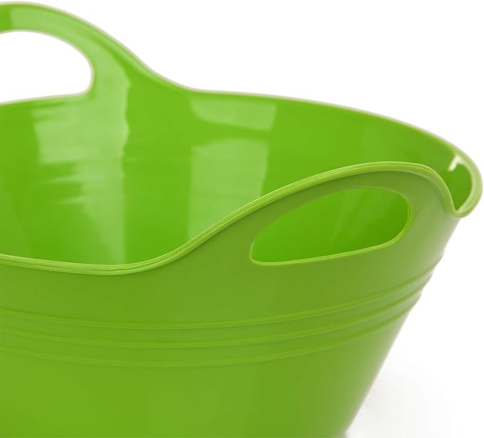 Mintra Home Plastic Bowls with Handles (1.8L Medium 2pk, Green)