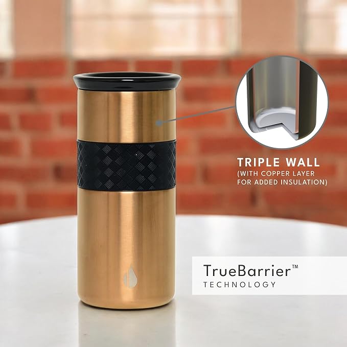 Elemental Artisan 16oz Triple-Wall Insulated Coffee Tumbler w/Ceramic Lid | Triple Wall Coffee Travel Mug, Reusable Stainless Steel Coffee Tumbler; Thermal Coffee Cups for Hot (6 Hrs) & Cold (18 Hrs)