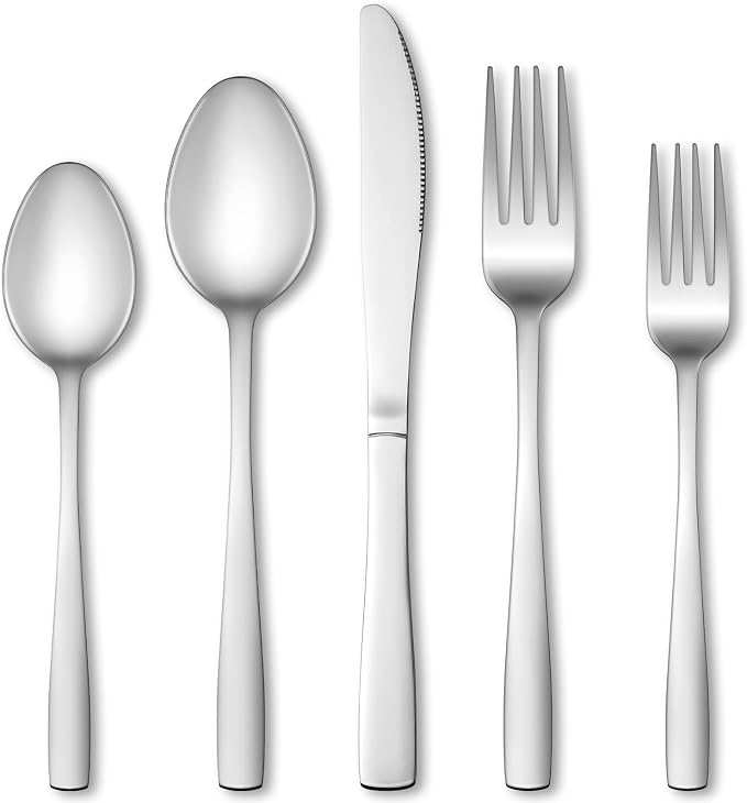 20 Pcs Silverware Set, Stainless Steel Flatware Set for 4, Food-Grade Cutlery Set, Mirror Polished Tableware Eating Utensils Set for Home Kitchen, Include Knife Fork Spoon Set, Dishwasher Safe
