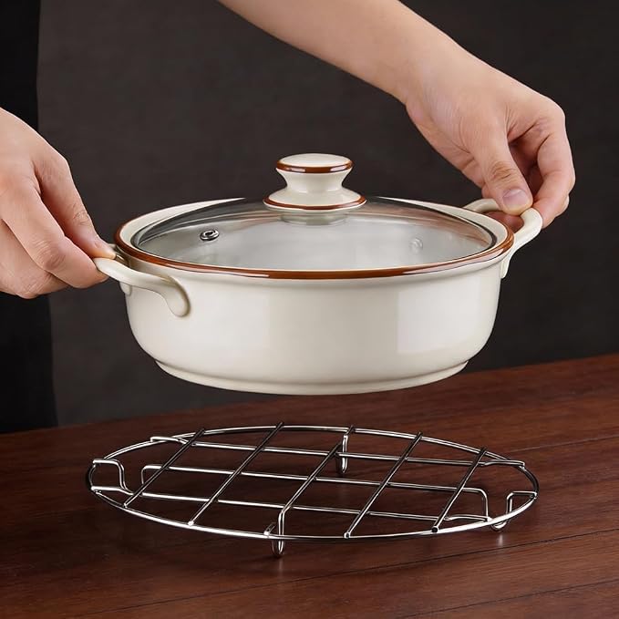 2 Pieces 304 Stainless Steel Cooling Racks, Roasting Rack | Round and Oval Shapes Included, Multi-Purpose Cooking Rack Set, for Baking, Roasting, Steaming and Cooling