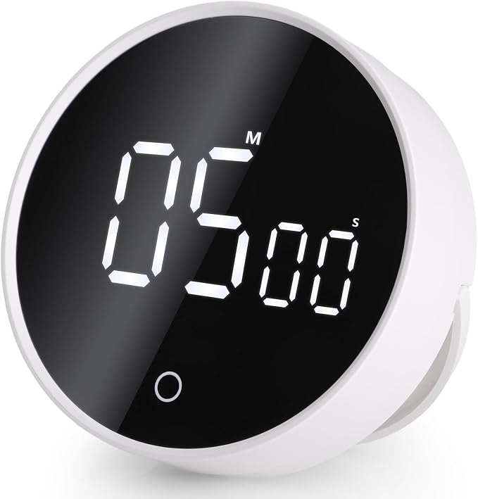 Digital Kitchen Timers, 199 Minutes Countdown Countup Rotary Timer, Large LED Stopwatch, Volume Adjustable Kitchen, Study, Workout, and Office Timer White