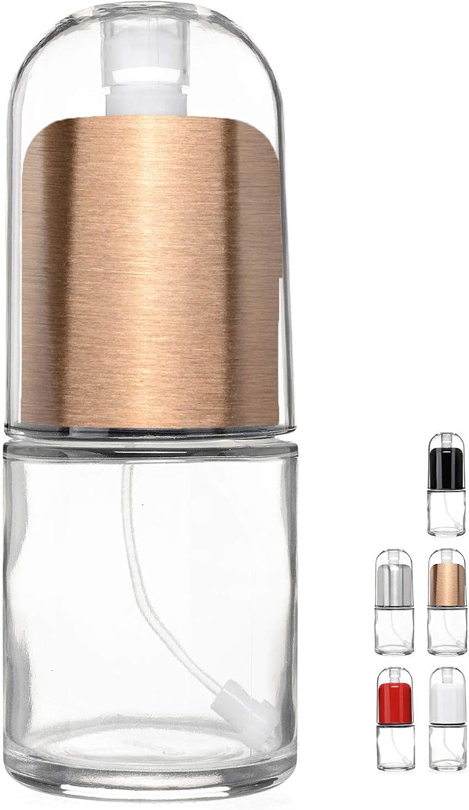 Olive Oil Sprayer and Oil Mister Elegant Glass Bottle with Clog-Free Filter & Leak Proof Top - Bronze