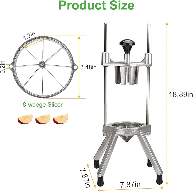 Commercial Lemon Cutter, 8-Wedge Citrus Wedger, 420 Stainless Steel | Lever-assisted cutting, cast aluminum body, V-shaped blade set, non-slip feet, clean uniform wedges, less fruit waste