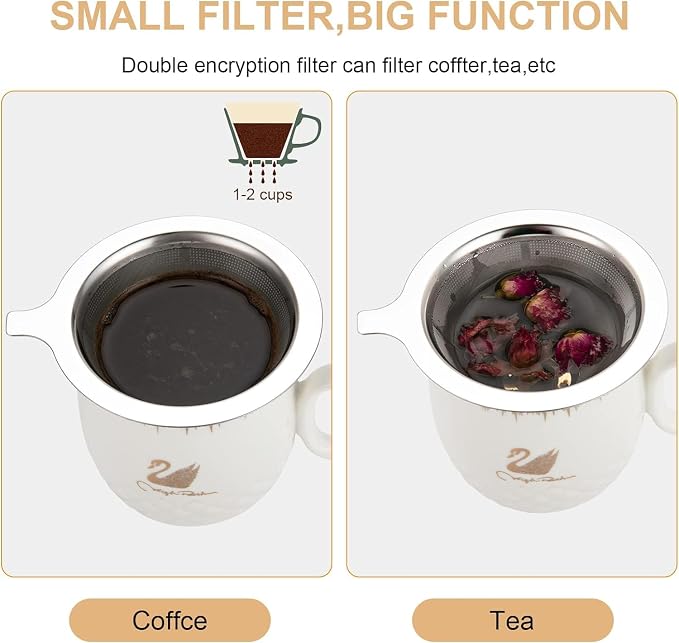 Pour Over Coffee Maker,Coffee Filter,Slow Drip Paperless Stainless Steel Cone Coffee Dripper(1 Cup) Mini