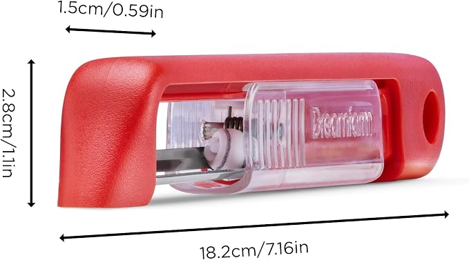 Dreamfarm Sharple Self-Sharpening Vegetable Peeler - Red | Ceramic sharpener in safety cover automatically hones stainless steel swivel blade, suitable for left & right handed use
