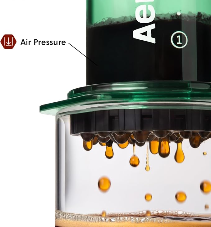 AeroPress Clear Green Coffee Press, French Press, Pour-Over & Espresso Style