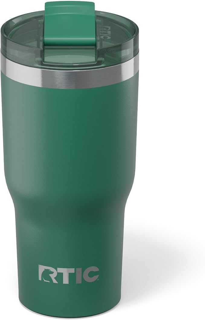 RTIC 20oz Essential Tumbler with Lid, Ceramic Lined, Pine Tree | Insulated, Stainless Steel Metal, Portable Travel Cup for Hot and Cold Drinks, Coffee, Car, Camping and Travel