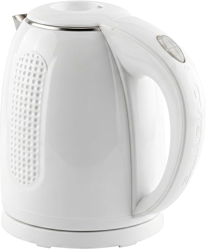 OVENTE 1.7L Double Wall Electric Tea Kettle, 1100W Power, White KD64W | Water Boiler with Cool-Touch Exterior, Stainless Steel Interior, Auto Shut-Off, Boil-Dry Protection & Locking Lid, Easy Clean