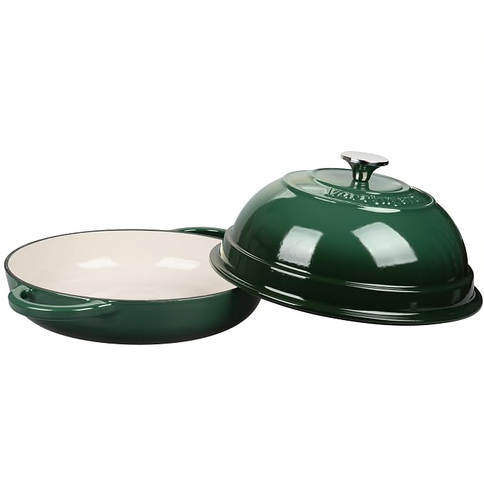 Cast Iron Enameled Dutch Oven Pot with Lid for Bread Baking, Bread Oven, 6 Quart, Dark Green