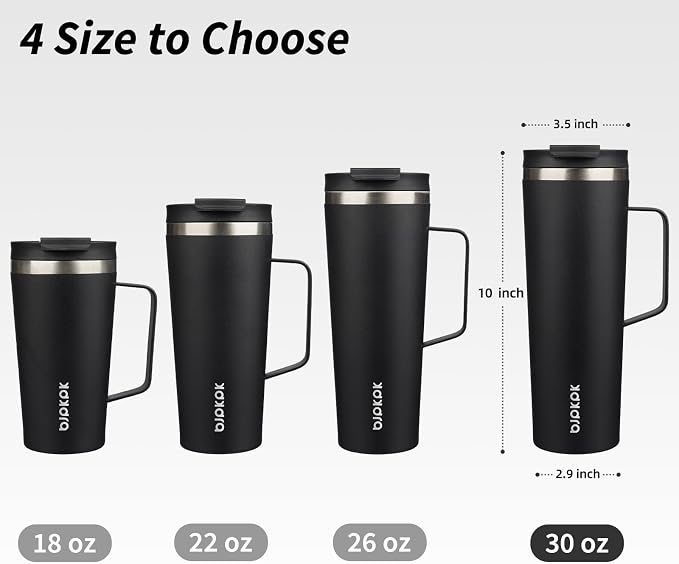 BJPKPK 30oz Insulated Tumbler with Handle, Lid & Straw, Stainless Steel | Double Wall Vacuum Insulated Coffee Travel Mug - Keeps Cold & Hot, BPA Free, Cupholder Fit for Office, Gym & Travel