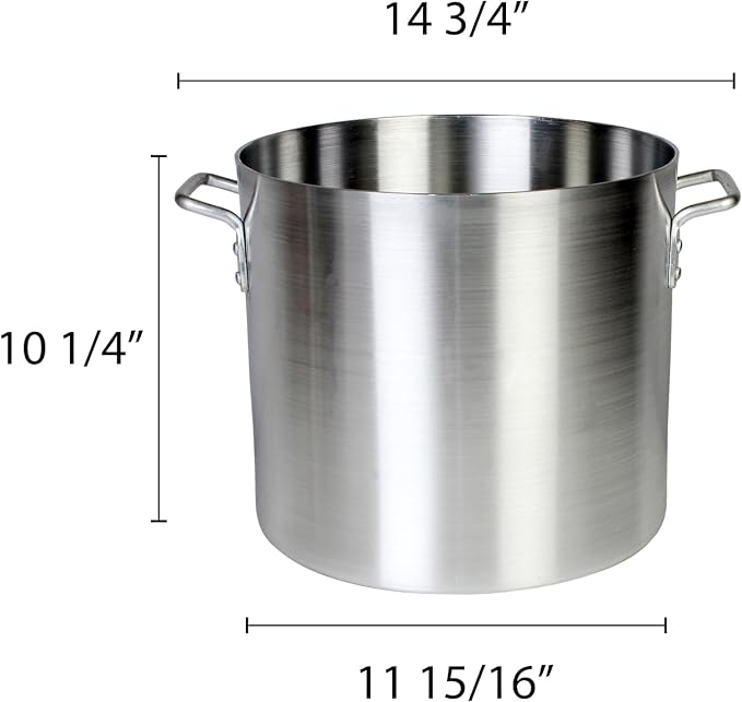 TrueCraftware- 16 qt. Aluminum Stock Pot with Riveted Handles 4mm Thickness- Multipurpose Pot Cookware Large Stockpot Stew For Cooking Simmering Soup Seafood Stock Home Kitchen Restaurant