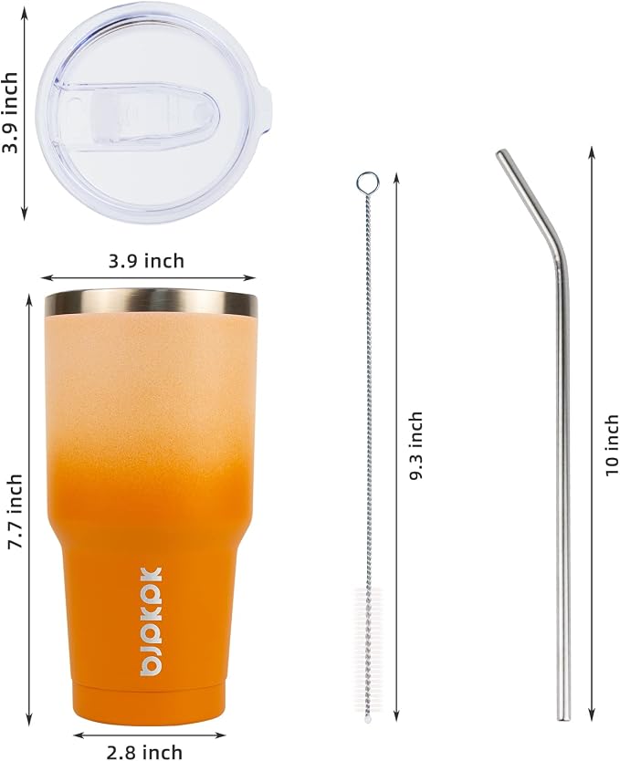 BJPKPK 30 oz Tumbler with Lid and Straw, Insulated Stainless Steel Cup | Double Wall Vacuum, BPA Free, Leak Proof, Keeps Hot/Cold, Travel & Beach Ready, Car Holder Fit, Coral