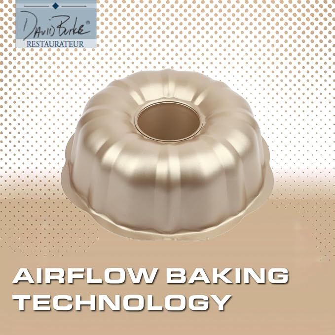 David Burke 9" Fluted Bake Pan – Carbon Steel Bundt Cake Pan – Bronze