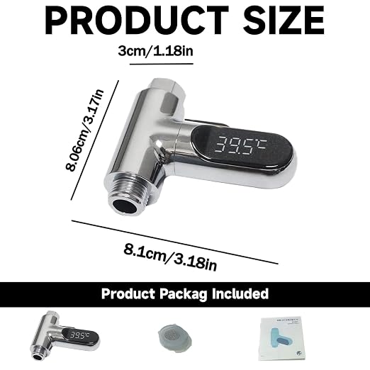 Shower Temperature Instant-Read Thermometer Display Shower Timer 360°Rotating Screen Led Water New Type Digital Gauge for Baby Kids Home Bathroom Kitchen