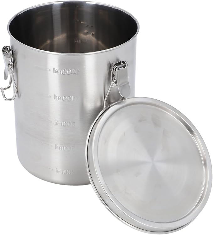 Fockety Stainless Steel Pet Food Storage Container, Airtight Canister with Leak Proof Buckles, Large Flour Coffee Bean Tea Cereal Sugar Cookie Metal Food Storage Canisters for Kitchen