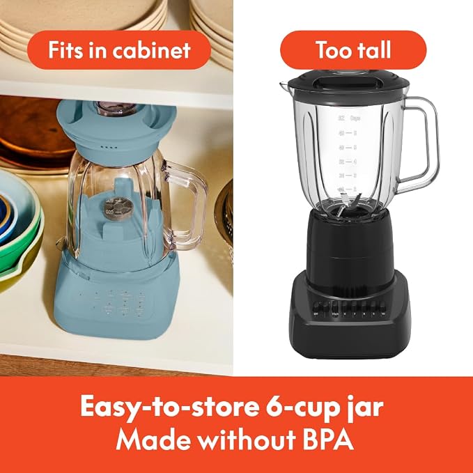 bella Fits-anywhere™ Flip & Store Blender, 48 oz, 520W, Surf