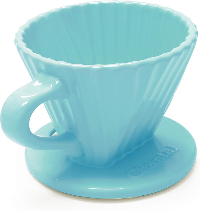Chantal "Lotus ceramic pour over coffee dripper, 8 ounces (Aqua)