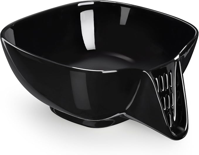 NiHome Ceramic Food Strainer with Integrated Drain Spout, Large Capacity Colander Bowl for Vegetables, Fruits, Pasta & More, Heat-Resistant, Crack-Proof, Easy to Clean, Dishwasher-Safe (Black)