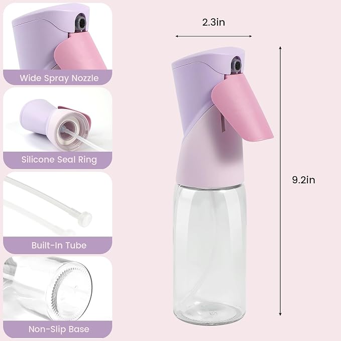 Oil Sprayer for Cooking, Upgraded 7.4oz Olive Oil Sprayer Mister, Large Olive Oil Spray Bottle for Air Fryer, Salads, BBQ & Kitchen, Professional Oil Sprayer with Even Mist (Purple)