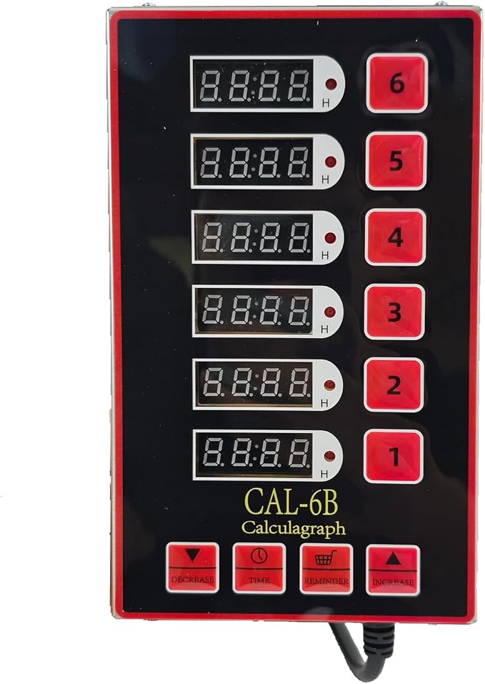 6 Channel Precision Kitchen Timers for Cooking, Commercial Kitchen Timer Restaurant Kitchen Supplies, Stainless Steel Digital LED Chef Cooking Timer, Reminder Function, Drillable wall mounting, Red