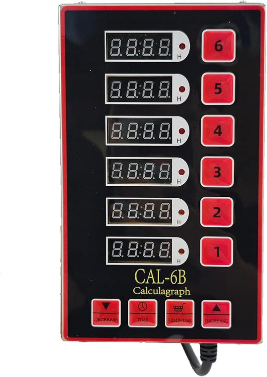 6 Channel Precision Kitchen Timers for Cooking, Commercial Kitchen Timer Restaurant Kitchen Supplies, Stainless Steel Digital LED Chef Cooking Timer, Reminder Function, Drillable wall mounting, Red