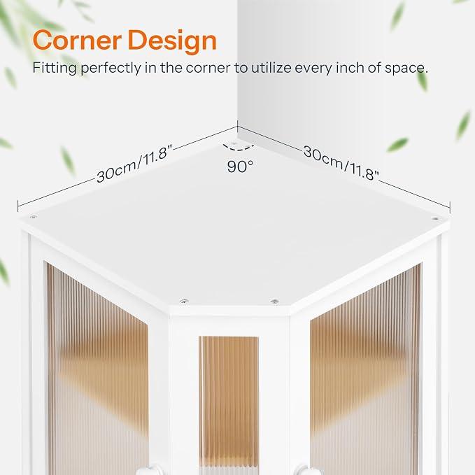 HOOBRO Bread Box, Bamboo Bread Box for Kitchen Countertop, 2-Tier Corner Bread Box, Large Capacity Bread Bin, Food Storage Box, Bread Storage Container for Kitchen, Dining Room, White WT12MB01