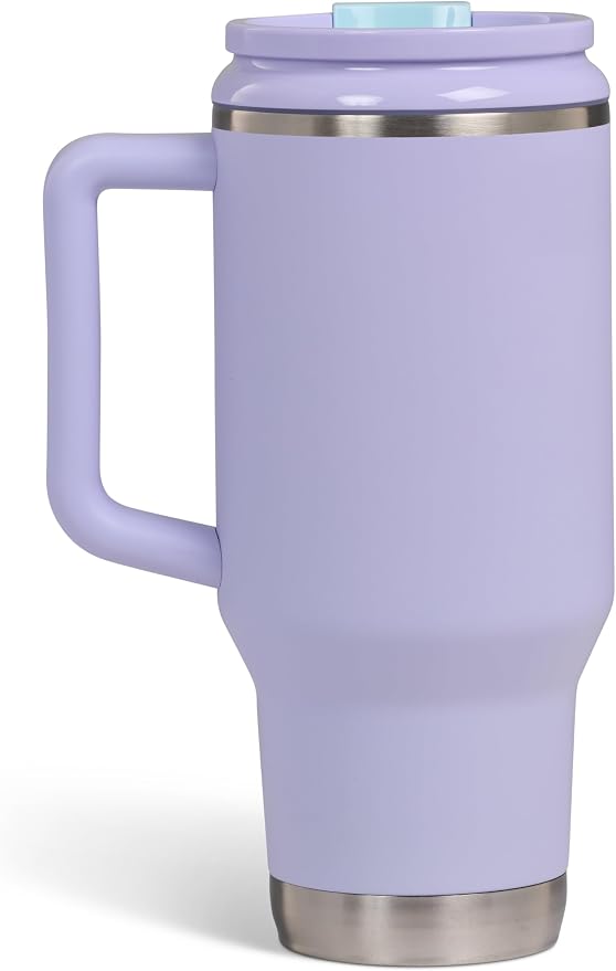 Igloo, 32 oz Tumbler with Handle, Reusable Travel Mug, Stainless Steel Insulated Hydration Cup for Hot & Cold Beverages, Cupholder Friendly, Lilac