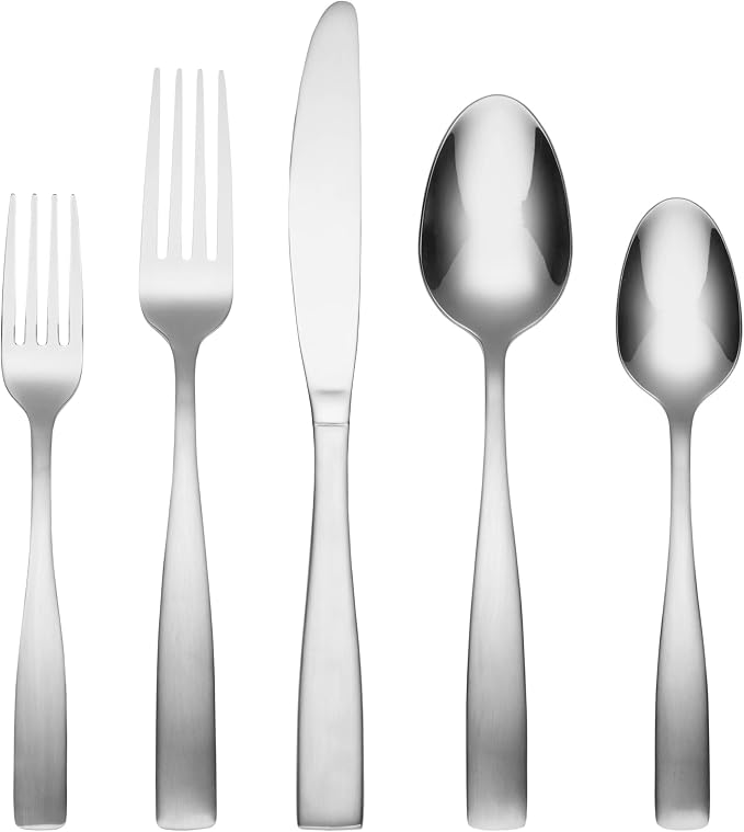 Cambridge 263K7CSLG31 Madison 62-Piece Flatware Set With Oak Tray (Pack of 2)