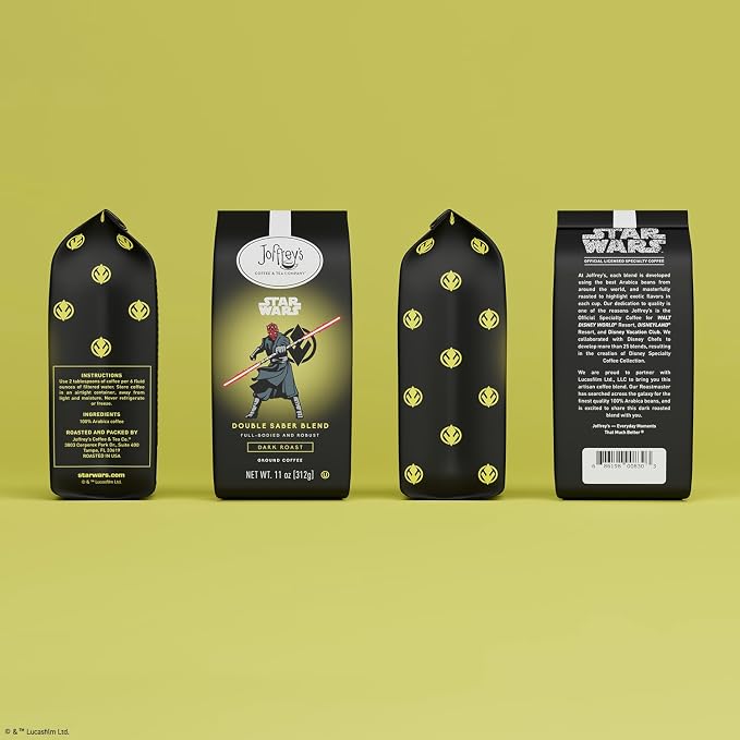 Joffrey's Coffee - STAR WARS™ Double Saber Blend, STAR WARS Licensed Coffee Collection, Artisan Dark Roast, Robust & Smooth Taste, Brew or French Press (Ground, 11oz)