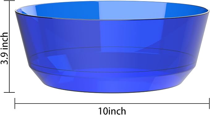 8 Pack Clear Blue Bowls for 4th of July | 128oz Heavy Duty Disposable Plastic Bowls, Perfect for Party Snack, Salad, Candy, Pool Party & Buffet