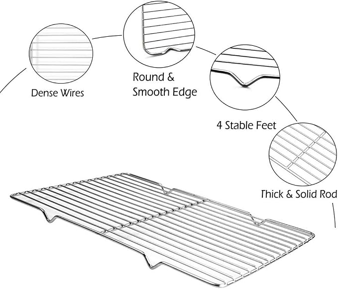 Heavy Duty Baking Rack 6.3"X10.1" Stainless Steel Cooling Rack Oven Safe Fits Air Fryer/Stockpot/Instant Pot/Pressure Cooker, Rust Free Rectangle Canning Rack (6.3"X10.1",25.7X16cm)
