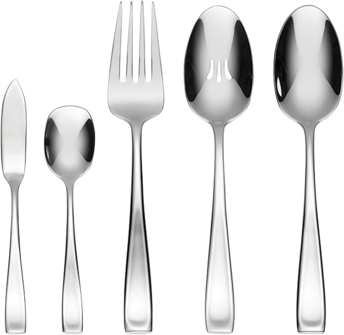 Oneida Moda 65-Piece 18/10 Silverware Set for 12, Flatware | mirror finish, dishwasher safe | includes serving spoons and utensil set | heavy duty, cutlery set for kitchen and dining