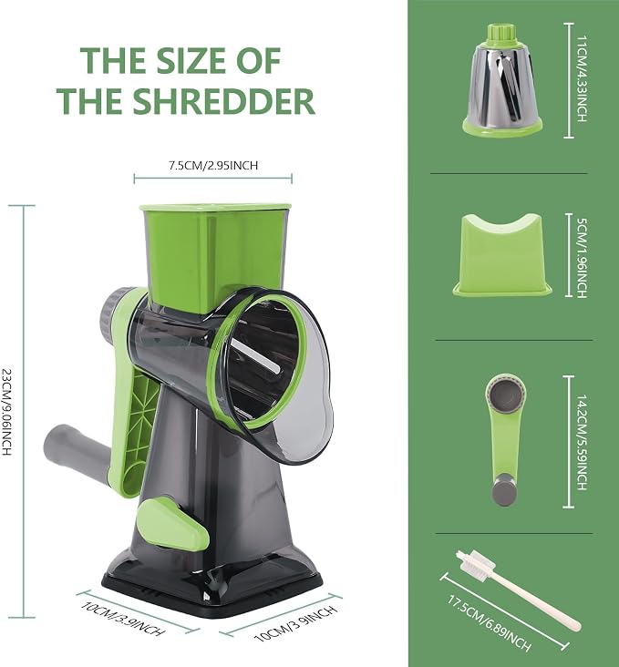 Rotary Cheese Grater with Handle-Versatile Cheese Grater | Non Slip Suction Base,Cheese Shredder&Food Slicer for Cheese,Carrots,Cucumbers,Nuts Compact&Easy Clean Kitchen Kitchen Tool