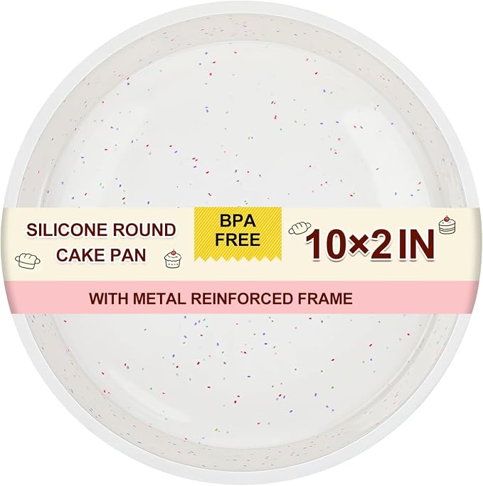 CAKETIME Silicone Round Cake Pan with Metal Reinforced Frame