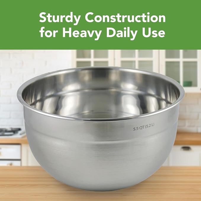 Tovolo Medium Stainless Steel Mixing Bowl 3.5 Quart Nesting Metal Bowl with Rounder Lip Edge, Dishwasher Safe Single Metal Bowl Kitchen Prep Essential, Whisking Bowl for Baking and Cooking