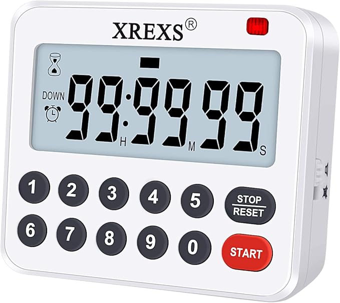 XREXS Digital Kitchen Timer Magnetic Countdown Up Cooking Loud Alarm | Mute Optional Magnet and Stand, Large Display Classroom Timer for Teachers (2 Batteries Included) Upgraded Version